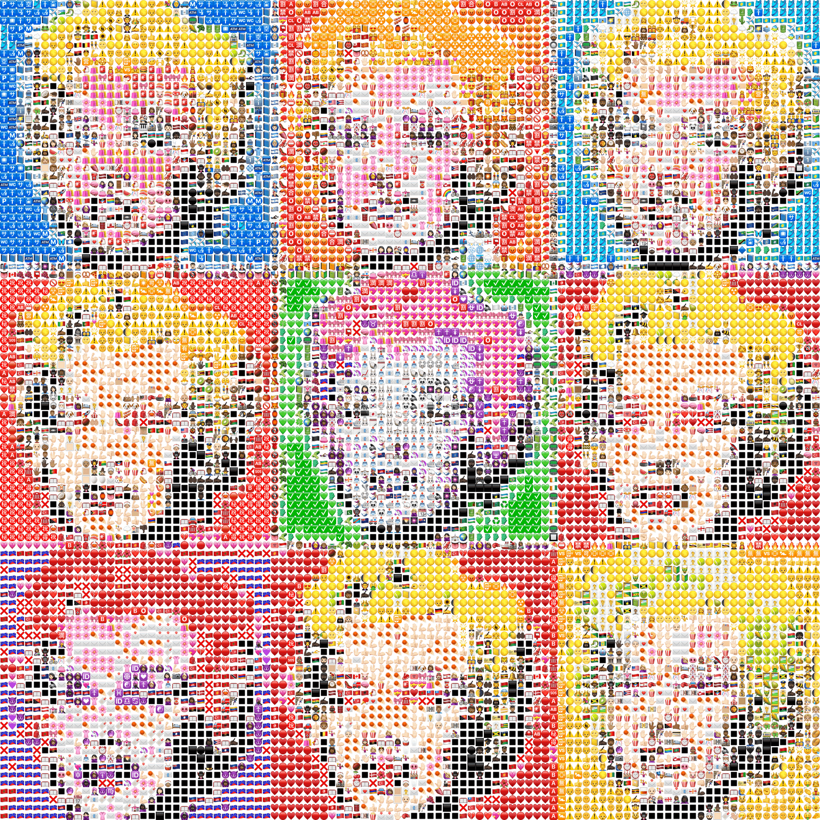 Emoji mosaic by Will Dady based on Andy Warhol’s Multiple Marilyns.